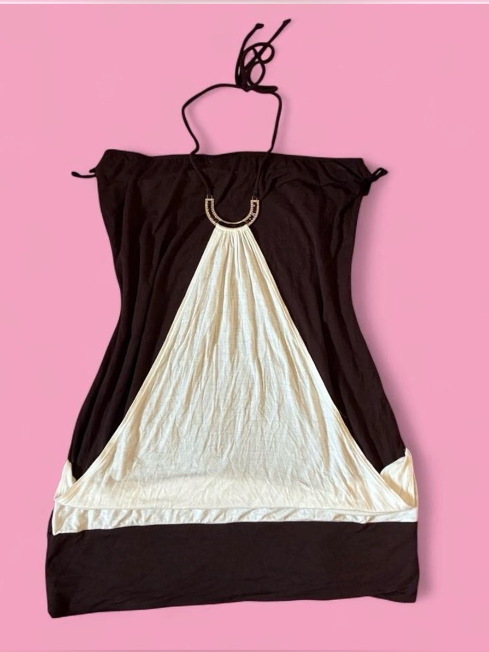 🔮Y2K colour block halter top with tie 🔮